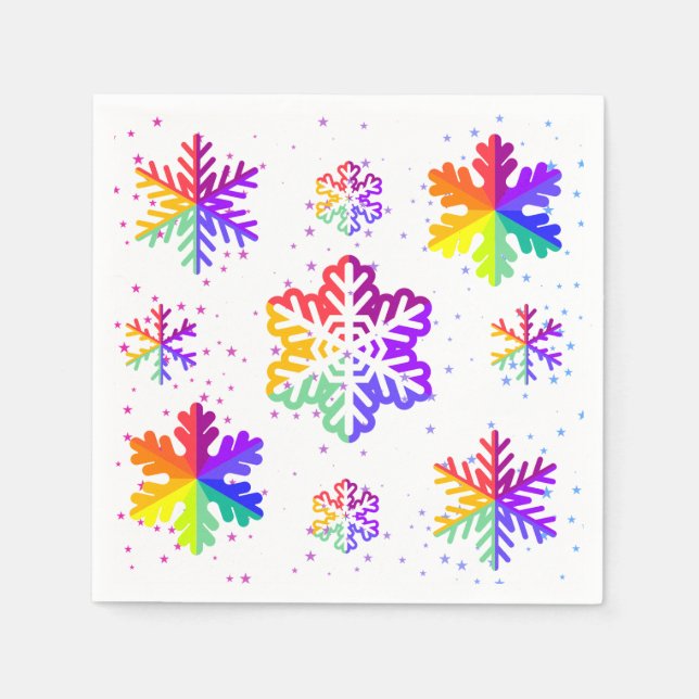 rainbow snowflake pattern napkin (Front)