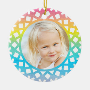 Rainbow Snowflake Personalised Photo Ornament