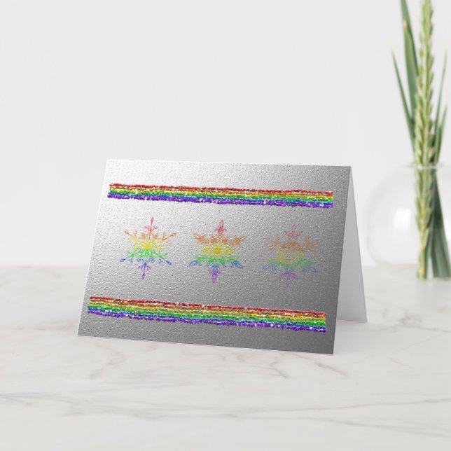 Rainbow Snowflakes Holiday Card (Front)