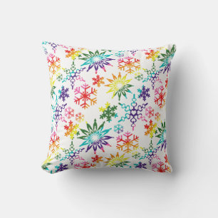 Rainbow Snowflakes Patterns Cushion