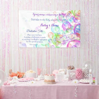 Rainbow Soap Bubbles Baby Shower Banner