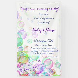 Rainbow Soap Bubbles Baby Shower Banner