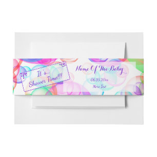 Rainbow Soap Bubbles Baby Shower Invitation Belly Band