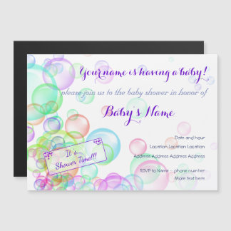 Rainbow Soap Bubbles Baby Shower Magnetic Invitation