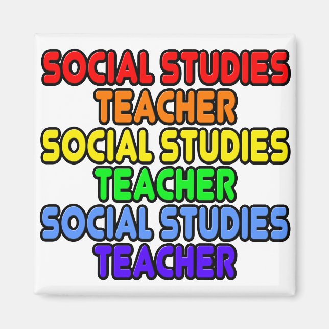 Rainbow Social Studies Teacher Magnet (Front)