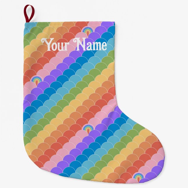 Rainbow Solitaire Clamshell  Large Christmas Stocking (Front)