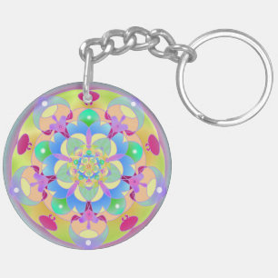 Rainbow Song Mandala Key Ring