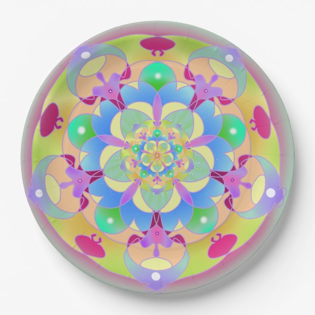 Rainbow Song Mandala Paper Plate (Front)