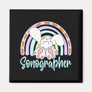 Rainbow Sonographer Bunny Easter Sonography Ultras Magnet
