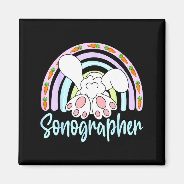 Rainbow Sonographer Bunny Easter Sonography Ultras Magnet (Front)