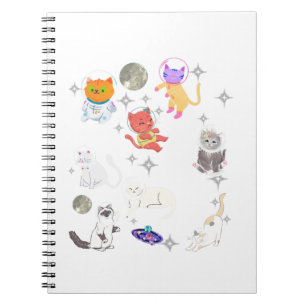 Rainbow Space Cats Galaxy Dreams Cute Kawaii Notebook