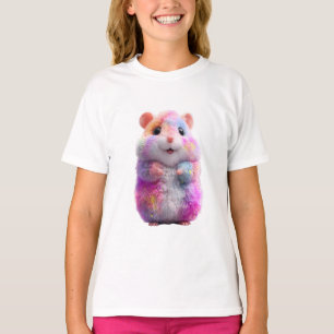 Rainbow Sparkle Colourful Fluffy Hamster Kids T-Shirt