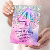 Rainbow Sparkle Glitter 4th Birthday Party