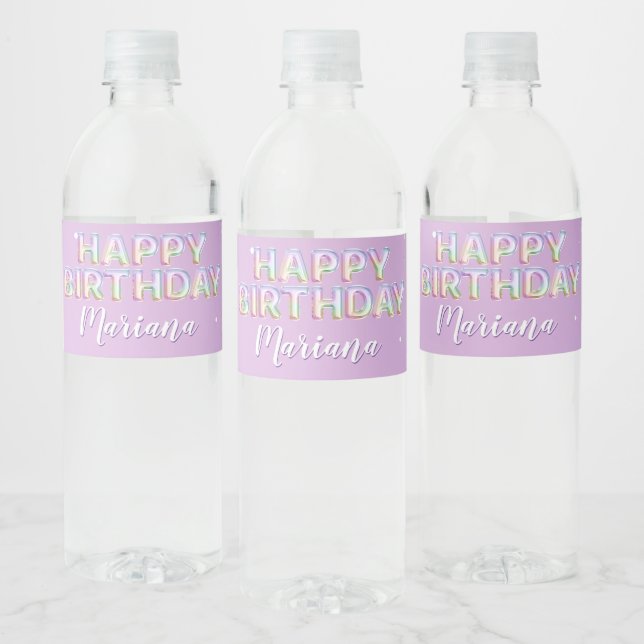 Rainbow Sparkle Glitter Girl Birthday Party Water Bottle Label (Bottles)