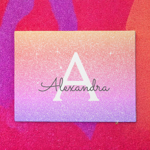 Rainbow Sparkle Glitter Monogram Name & Initial Doormat
