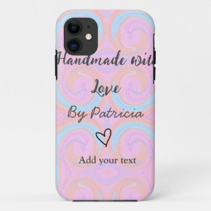 Rainbow sparkle handmade with love add name text iPhone 11 case