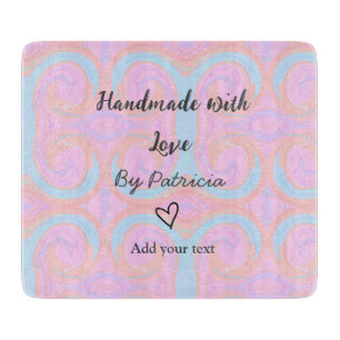 Rainbow sparkle handmade with love add name text cutting board