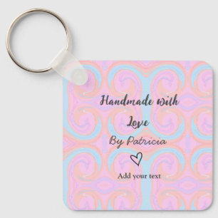 Rainbow sparkle handmade with love add name text key ring