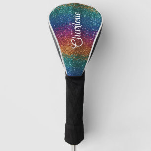 Rainbow Sparkle Metallic Elegant Personalised Golf Head Cover