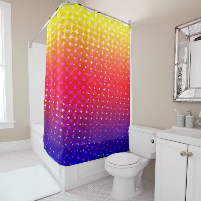 Rainbow Sparkle Pattern Shower Curtain (In Situ)
