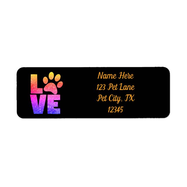 Rainbow Sparkle - Paw Print Love on Black address (Front)