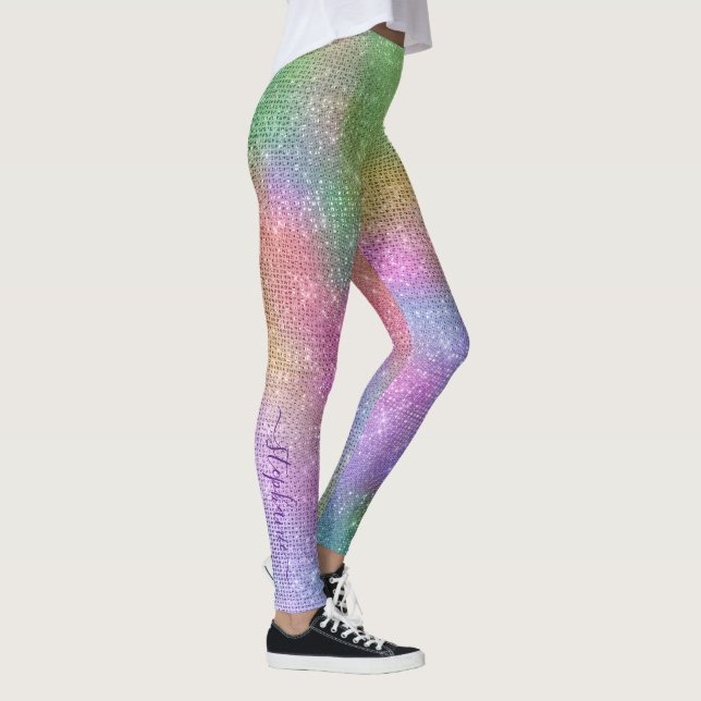 Rainbow Sparkle Personalised Leggings (Right)