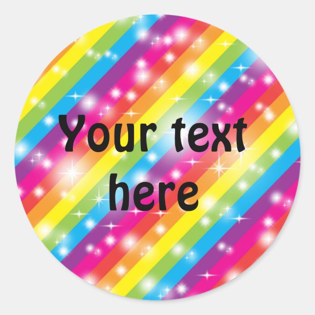 Rainbow Sparkle Stripes Glitter Favour Sticker (Front)
