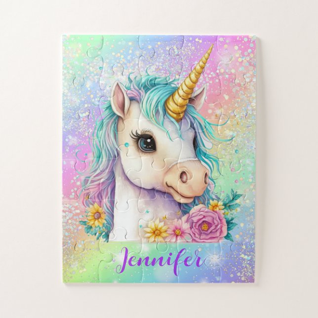 Rainbow Sparkles Magical Unicorn Jigsaw Puzzle (Vertical)