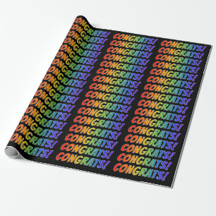 Rainbow Spectrum Gradient "CONGRATS!" Wrapping Paper
