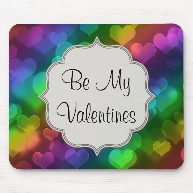 Rainbow Spectrum Hearts Valentines Mouse Mat (Front)