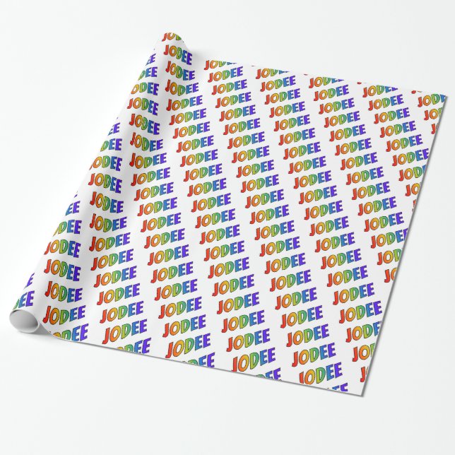 Rainbow Spectrum Pattern First Name "JODEE" Wrapping Paper (Unrolled)