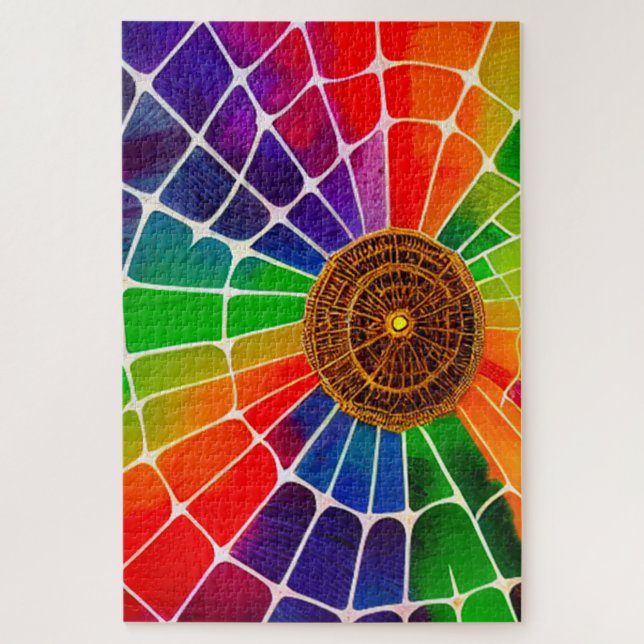 Rainbow Spider Web Jigsaw Puzzle (Vertical)