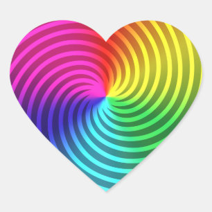 Rainbow Spiral Burst Heart Sticker