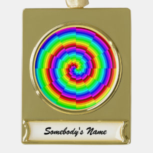 Rainbow Spiral by Kenneth Yoncich Gold Plated Banner Ornament