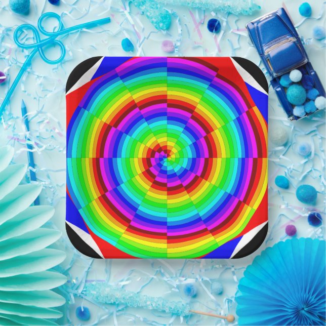 Rainbow Spiral by Kenneth Yoncich Paper Plate (Party)