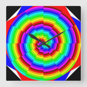 Rainbow Spiral by Kenneth Yoncich Square Wall Clock
