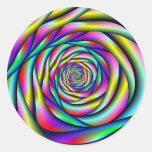 Rainbow Spiral Classic Round Sticker
