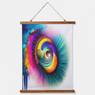 Rainbow Spiral Eye Abstract Hypnotic Visionary Hanging Tapestry