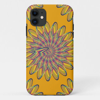 Rainbow Spiral Flower Design - Orange Background iPhone 11 Case