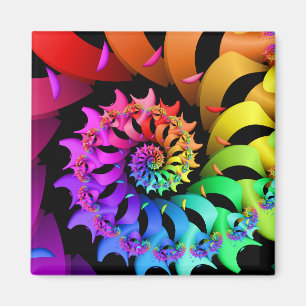Rainbow Spiral Fractal Magnet