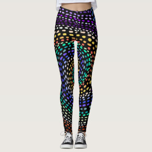 Rainbow Spiral Leggings for Women Colorful Abstr