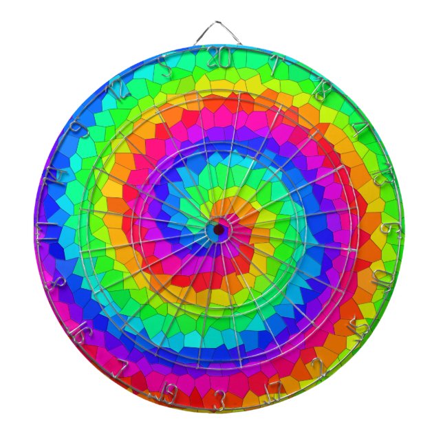 Rainbow Spiral Mosaic Tile Dartboard (Front)