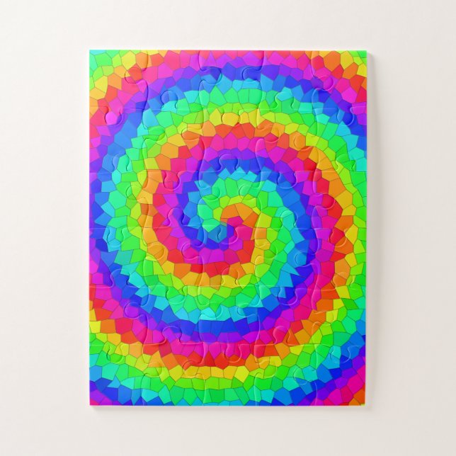 Rainbow Spiral Mosaic Tile Jigsaw Puzzle (Vertical)