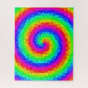 Rainbow Spiral Mosaic Tile Jigsaw Puzzle