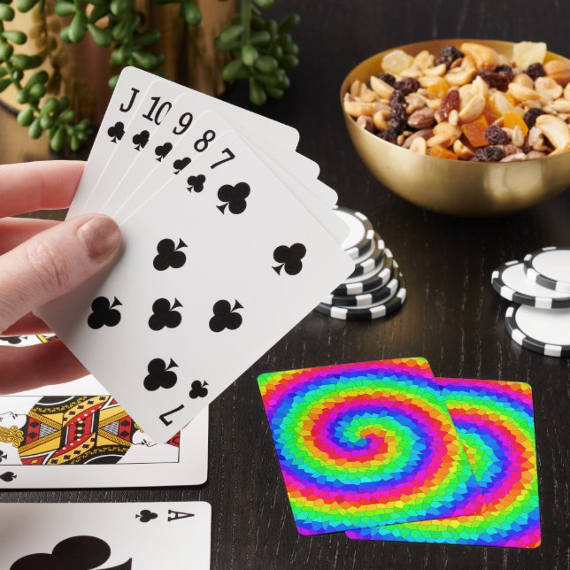 Rainbow Spiral Mosaic Tile Playing Cards (In Situ)