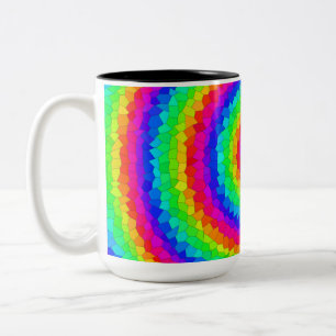 Rainbow Spiral Mosaic Tile Two-Tone Coffee Mug