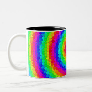 Rainbow Spiral Mosaic Tile Two-Tone Coffee Mug