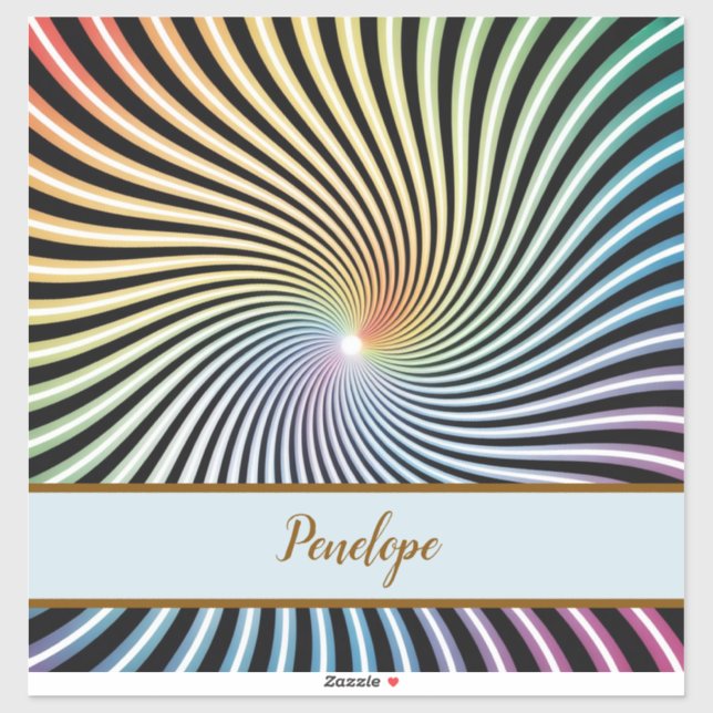 Rainbow Spiral Optical Illusion Art Custom Name (Sheet)