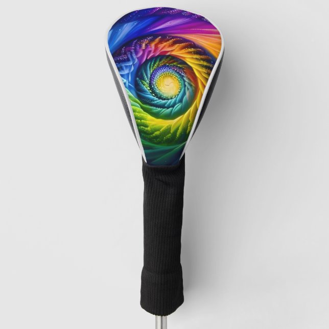 Rainbow Spiral Out Golf Head Cover (Front)