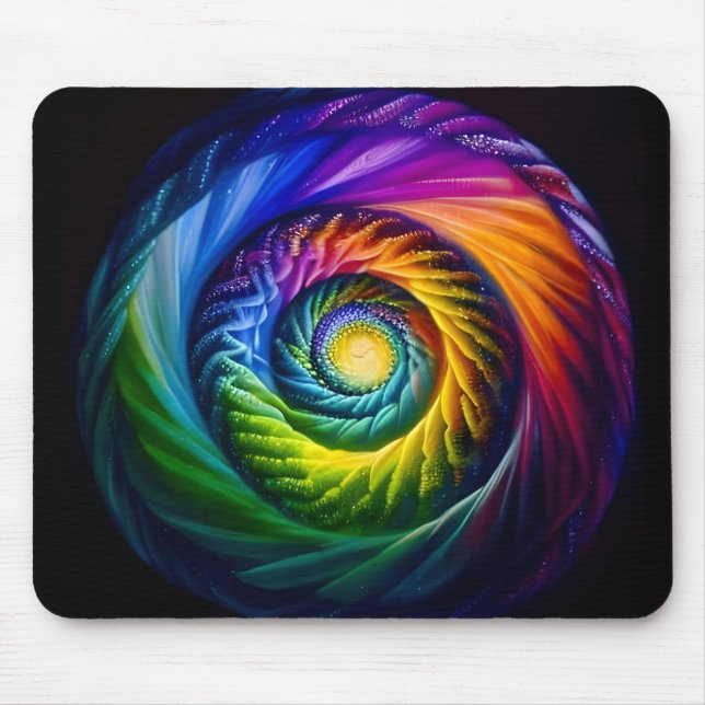 Rainbow Spiral Out Mouse Mat (Front)